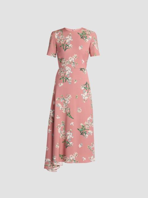 Erdem FLORAL STRETCH CADY DRAPED MIDI DRESS