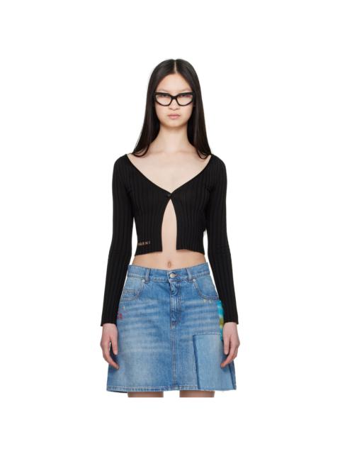 Marni Black Plunging Y-Neck Cardigan