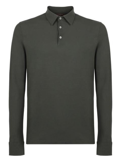 SLOWEAR long-sleeve buttoned-cuff polo shirt