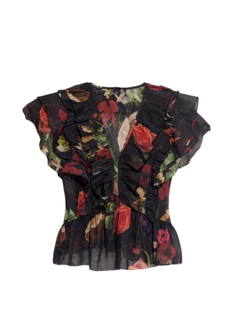 ALLSAINTS Alma ruffled floral-print blouse