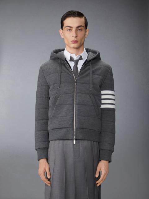 Thom Browne Merino Wool Jersey Stitch Padded 4-Bar Zip up Hoodie