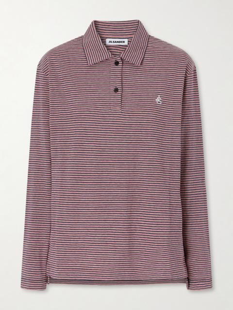Jil Sander Logo-embroidered Striped Cotton-jersey Polo Shirt