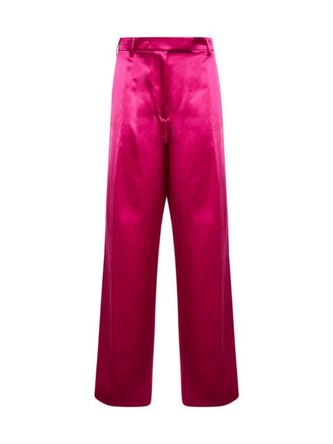 Dries Van Noten Fuchsia satin wide-leg trousers