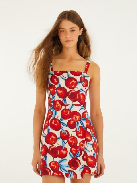 FARM RIO Cherry Blossom Sleeveless Euroflax Premium Linen Mini Dress