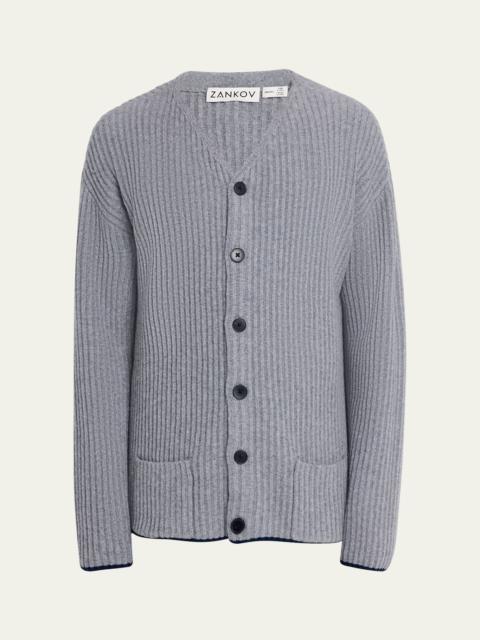 ZANKOV Men's Chunky Ribbed Cardigan