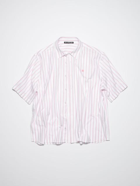 Short sleeve button-up shirt - White/Rose pink