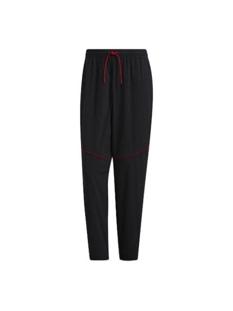 Men's adidas Side Contrasting Colors Lacing Sports Pants/Trousers/Joggers Black H39233