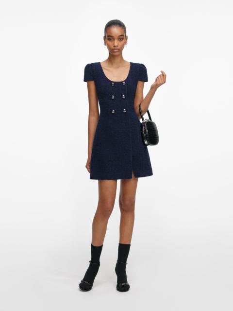 self-portrait Navy Textured Boucle Mini Dress