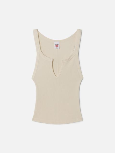 RE/DONE Hanes V Cut Ribbed Tank - Shortbread