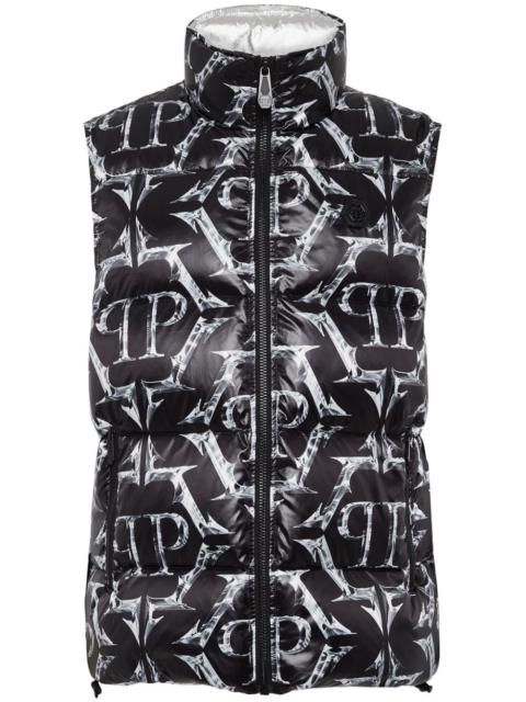 PHILIPP PLEIN logo-print drawstring padded gilet