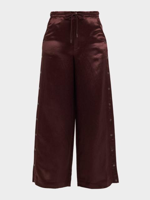 CYNTHIA ROWLEY Wide-Leg Snap Silk Pants