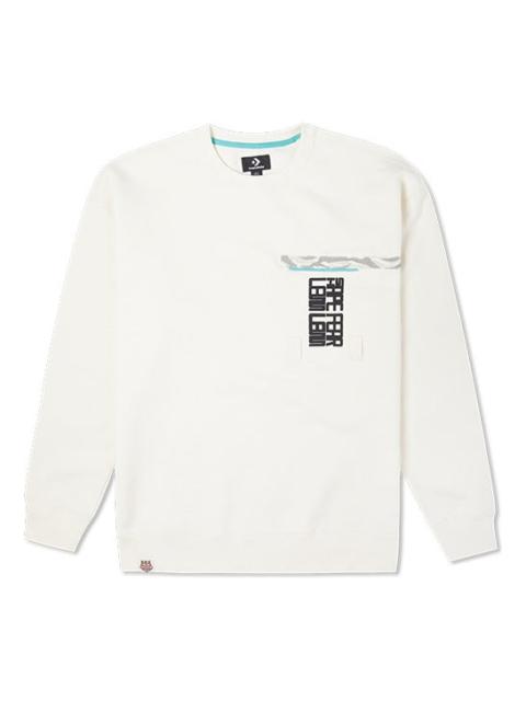 Men's Converse New Year Series Chest Pocket Fleece Lined Round Neck Pullover Milk White 10024156-A01