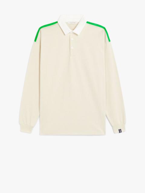 Mackintosh BONE WHITE X GREEN COTTON RUGBY SHIRT | GJM-201