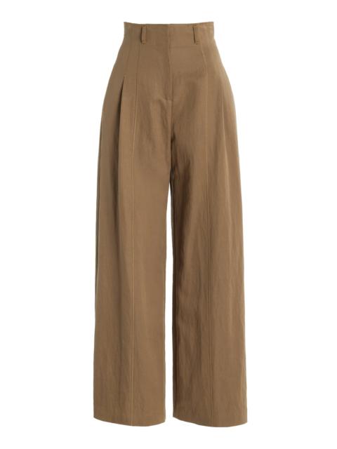 ULLA JOHNSON Delvine High-Rise Tencel Wide-Leg Pants khaki