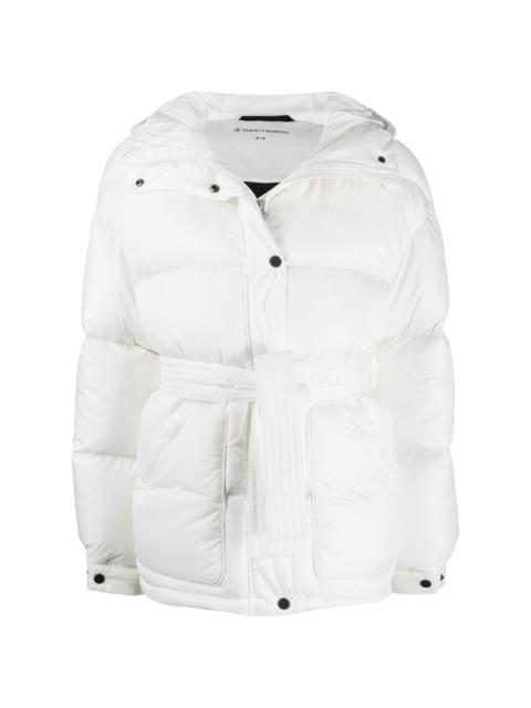 belted padded ski jacket