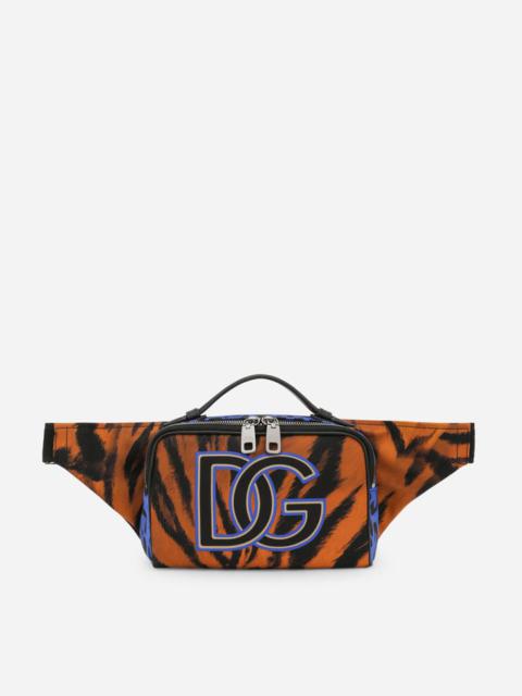 Tiger-print nylon belt bag