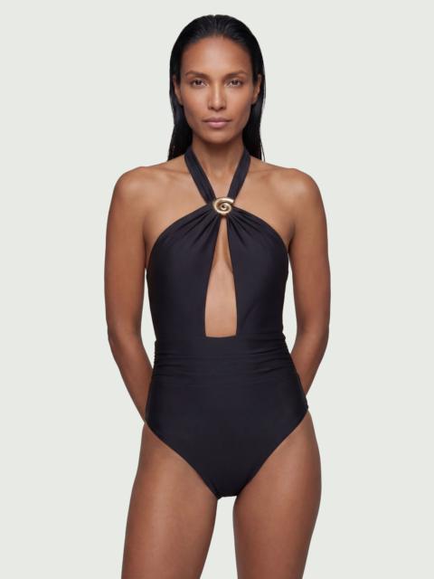 KAREN MILLEN Shell Hardware Halterneck Swimsuit