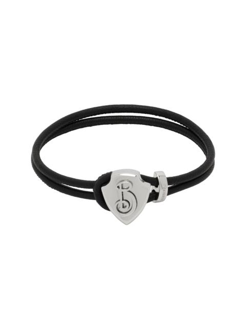 Burberry Black Leather B Shield Bracelet