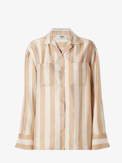 FENDI Shirt Blue and light blue Pequin silk shirt