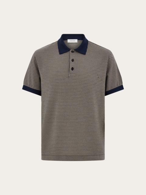 FERRAGAMO Short sleeve micro check polo