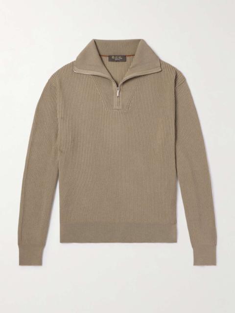 Loro Piana Akan Ribbed Cashmere and Silk-Blend Half-Zip Sweater