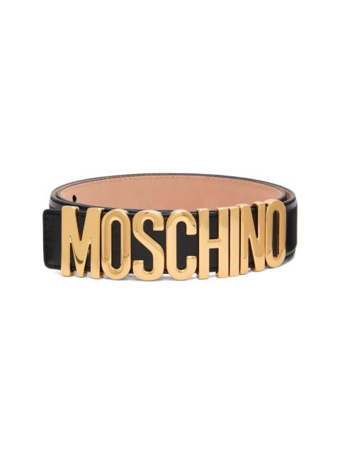 Moschino Black Logo Hardware Belt