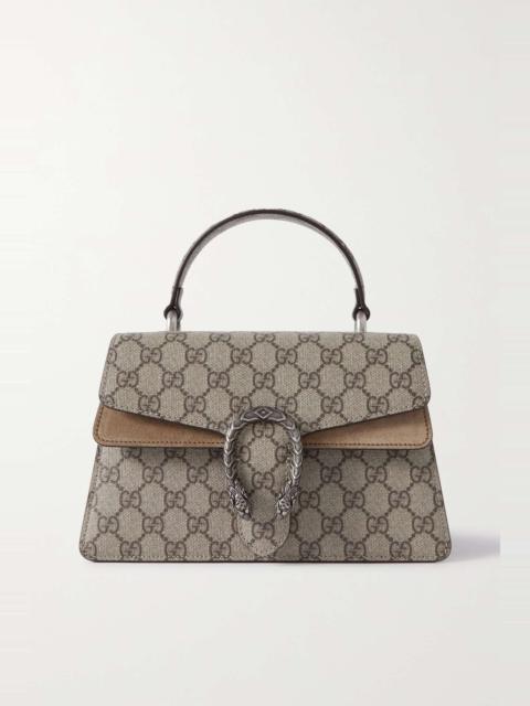 GUCCI Dionysus embellished suede-trimmed printed coated-canvas shoulder bag