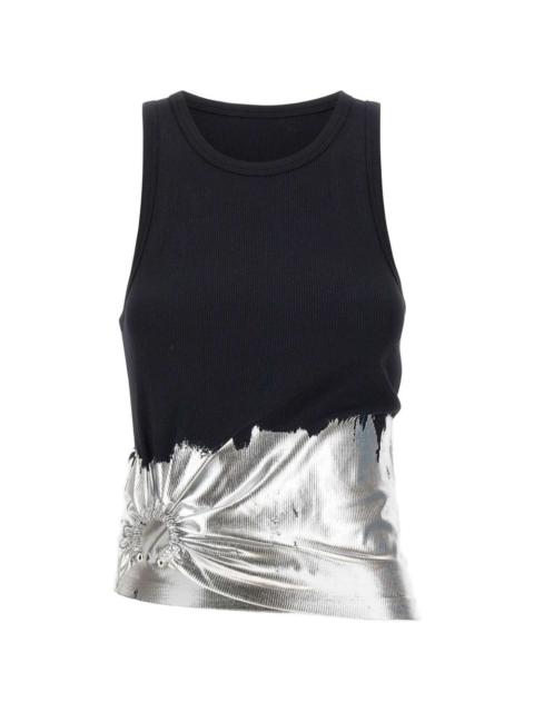 rabanne foil-finish asymmetric tank top