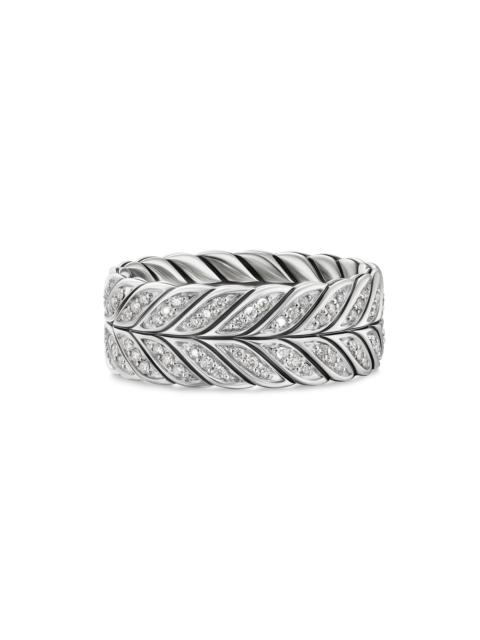 DAVID YURMAN Men's Chevron Pavé Band Ring in Sterling Silver - Diamond