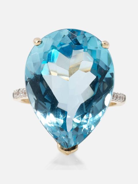 MATEO 14kt gold ring with topaz and diamonds