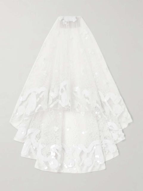 16ARLINGTON Sequin-embellished tulle veil