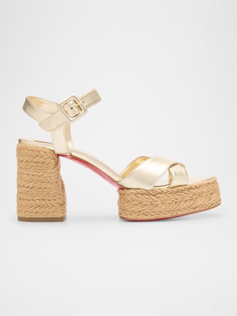 Christian Louboutin Metallic Crisscross Red Sole Platform Sandals