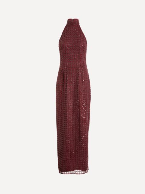 ROTATE Bordeaux Beaded Maxi Dress