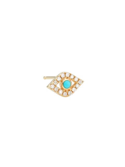 SYDNEY EVAN Women's 14K Yellow Gold, Diamond, & Turquoise Large Evil-Eye Stud Earring