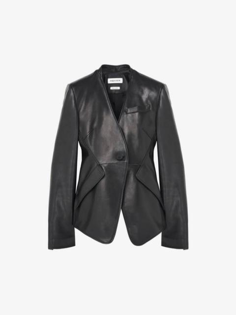 Alexander McQueen Peplum Tailored Leather Jacket