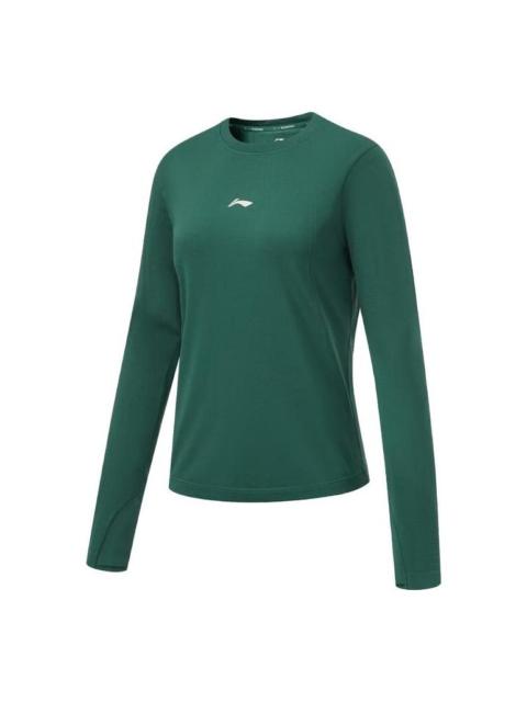 (WMNS) Li-Ning Logo Running Long Sleeve T-Shirt 'Forest Green' ATLT082-6