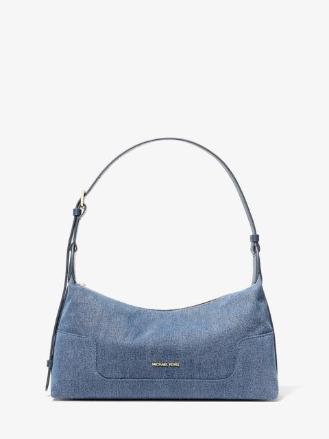 MICHAEL KORS Teddi Medium Washed Denim Slouchy Shoulder Bag