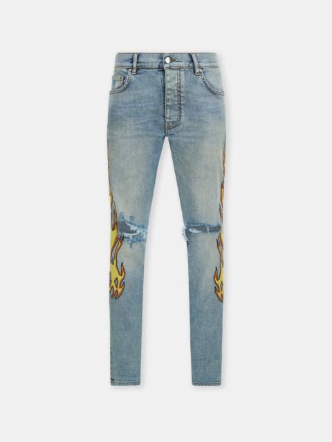 AMIRI FLAMES EMB SKINNY JEAN