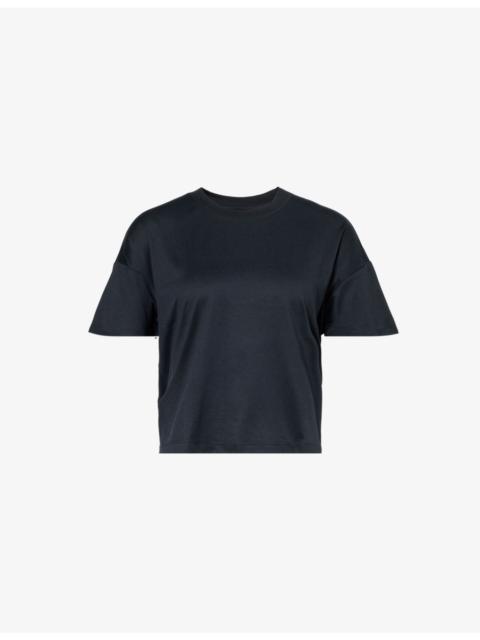 Vuori Energy brand-patch boxy-fit stretch-jersey T-shirt