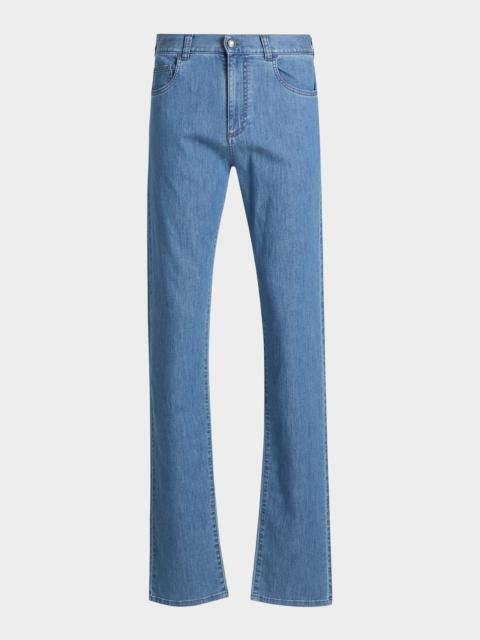 Canali Men's Denim Straight Leg Five-Pocket Pants