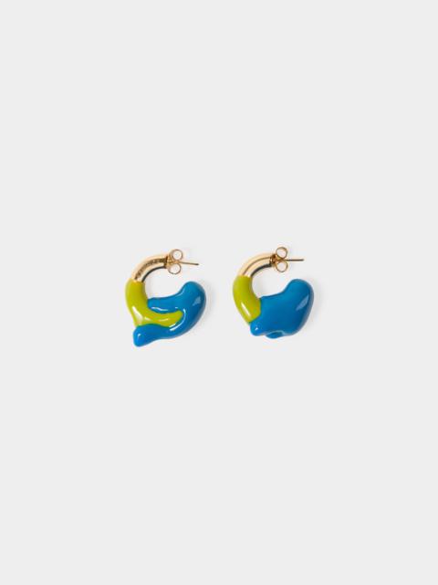 MINI RUBBERIZED EARRINGS GOLD / acid green & bright blue
