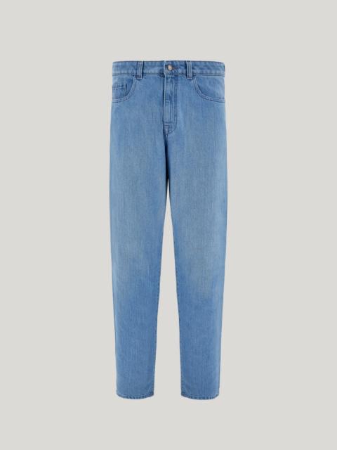 Canali BLUE COTTON DENIM REGULAR-FIT JEANS