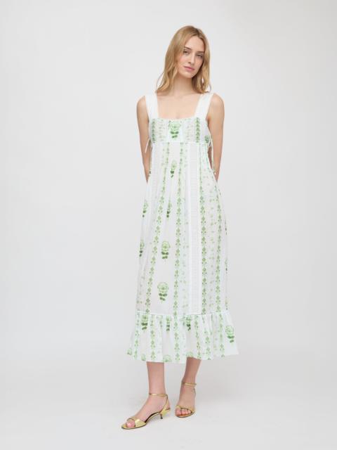 Hill House Home The Lux Nightgown - White/Green Arcadia Border