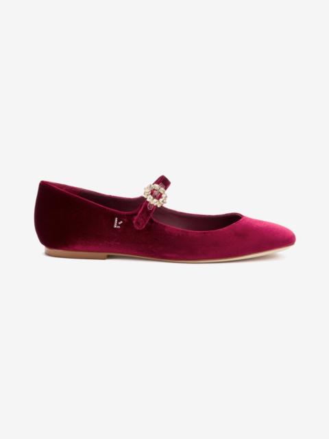 Larroudé Blair Ballet Flat In Wine Velvet
