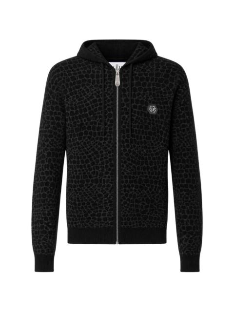 PHILIPP PLEIN wool cashmere zip hoodie Cocco