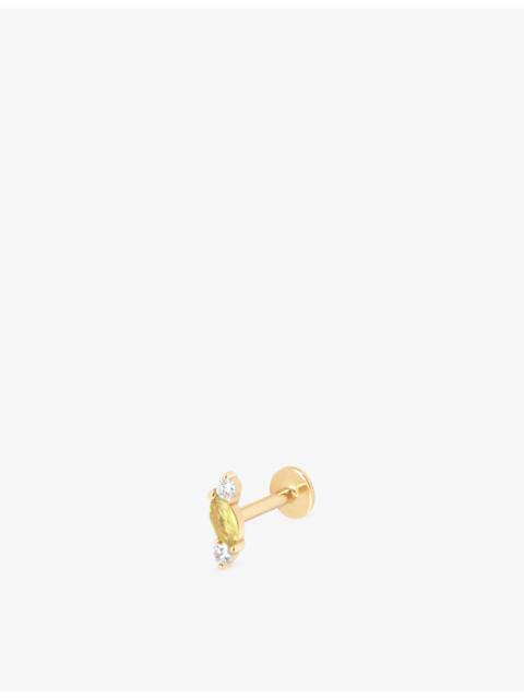 ASTRID & MIYU Cluster 14ct Yellow-Gold, Lab-Grown Diamond And Yellow Sapphire Marcquise Stud Earring