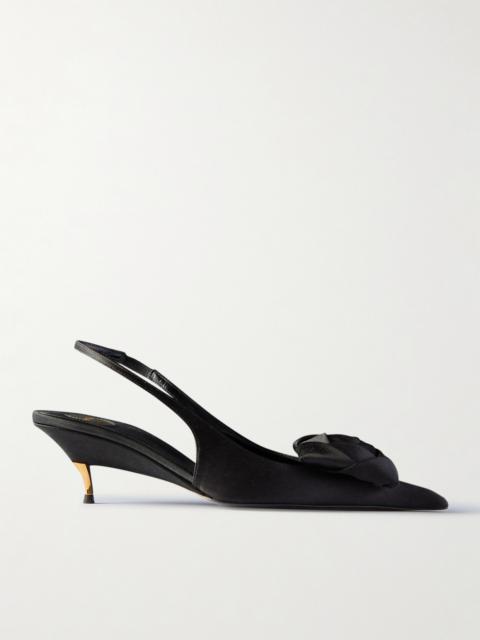 SAINT LAURENT Dakota Appliquéd Satin Slingback Pumps