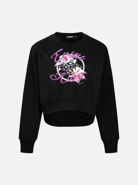 EVISU Floral Kamon Print and Logo Jacquard Loose Fit Sweatshirt