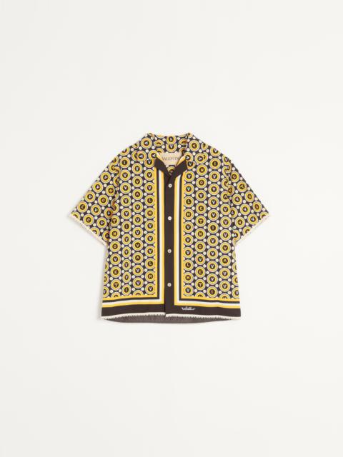 Valentino COTTON POPLIN BOWLING SHIRT WITH BULLES ROYALES PRINT