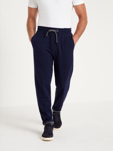 Brunello Cucinelli Cashmere double French terry trousers with Crête detail